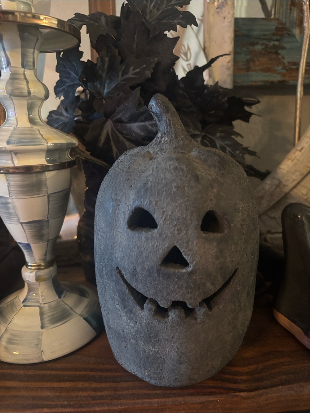Pottery Barn 8” Handmade Terracotta Jack O' Lantern - Picture 3 of 5